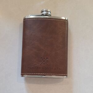 Brown Leather Hip Flask with Stainless Steel Top